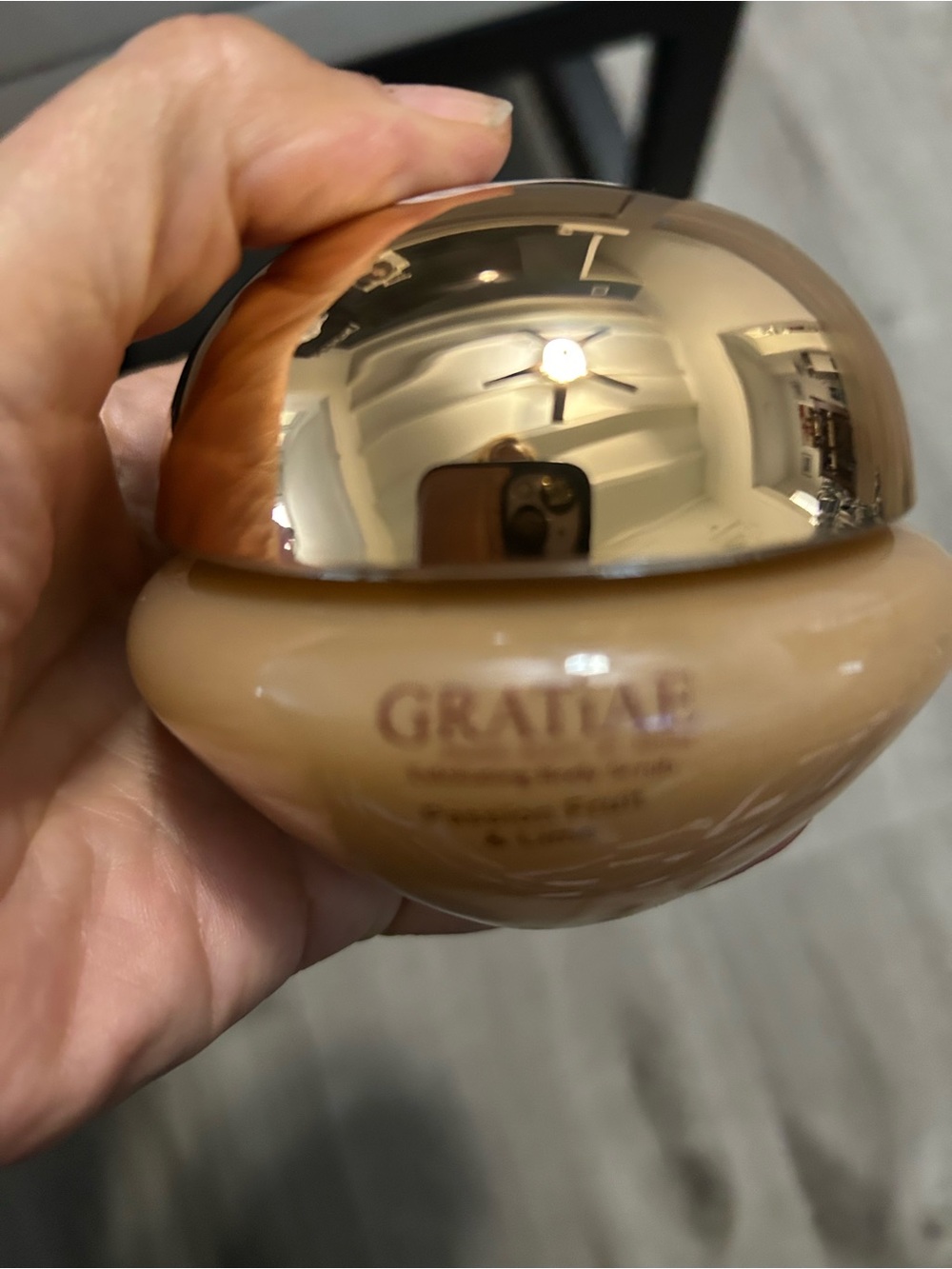 Grattea cream body scrub with gold lettering #bodycare